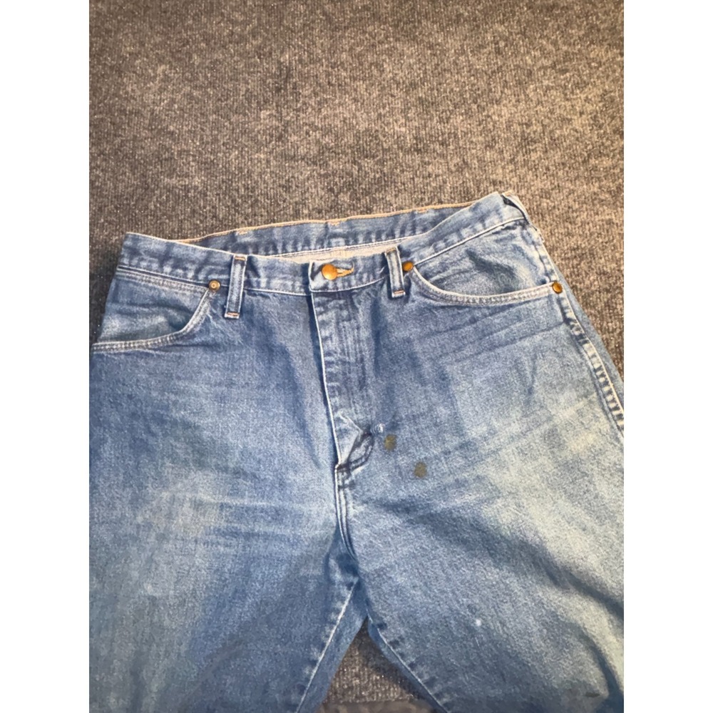 Wrangler 13MWZ Cowboy Cut Jeans Mens 34x30 Blue Denim Medium Wash Straight Leg - Picture 7 of 13